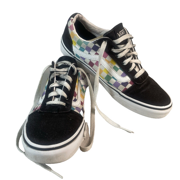 Vans Old Skool Checkerboard Rainbow Shoes Low Top Womens Size 5 Sneakers Skate - Picture 1 of 8